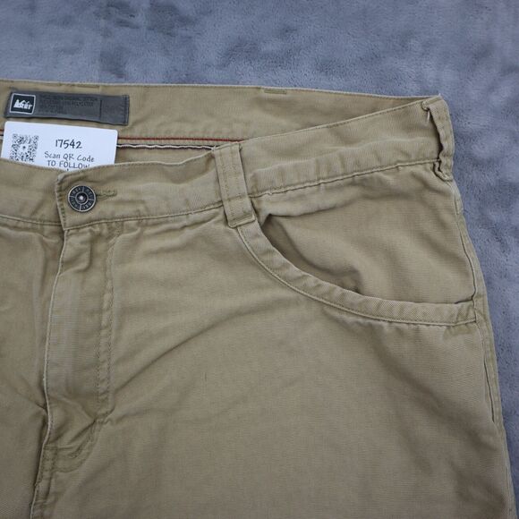 Rei Shorts Mens 38 Brown High Waist Flat Front 5 Pocket Design Casual Chino - Picture 12 of 15